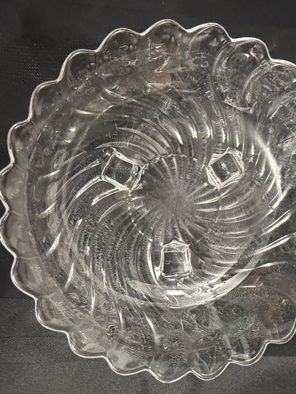 Fostoria colony glass 3 toed swirl mint dish 7”